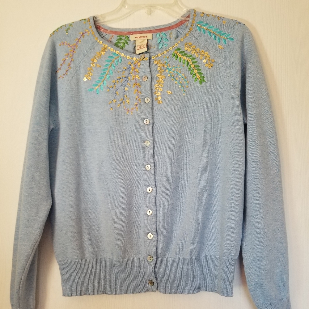 Sundance baby blue sweater with sequence